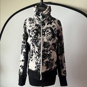 Lululemon Athletica Black and White Floral Hoodie
